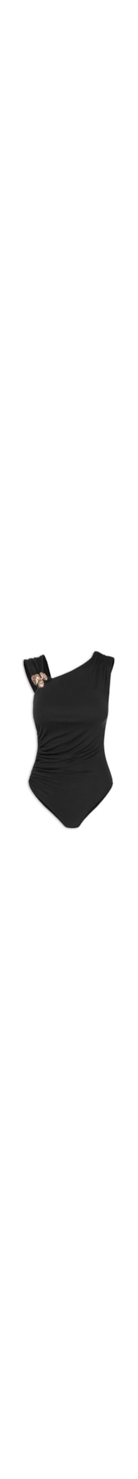 Body Drapeado Com Detalhe Em Metal - Preto