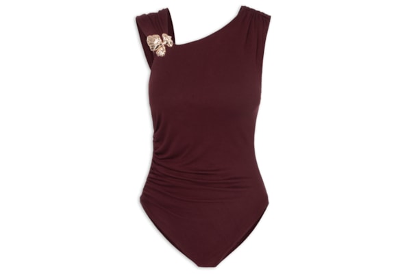 Body Drapeado Com Detalhe Em Metal - Vermelho