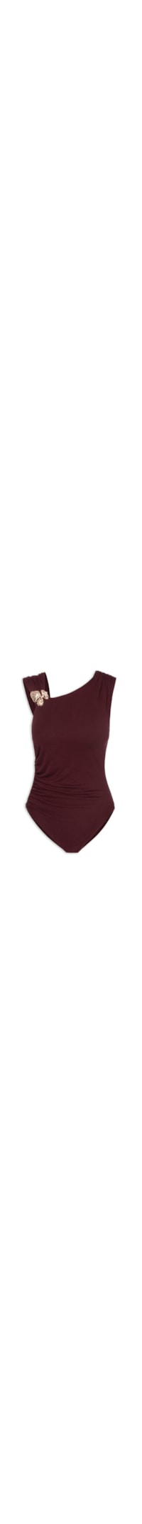 Body Drapeado Com Detalhe Em Metal - Vermelho