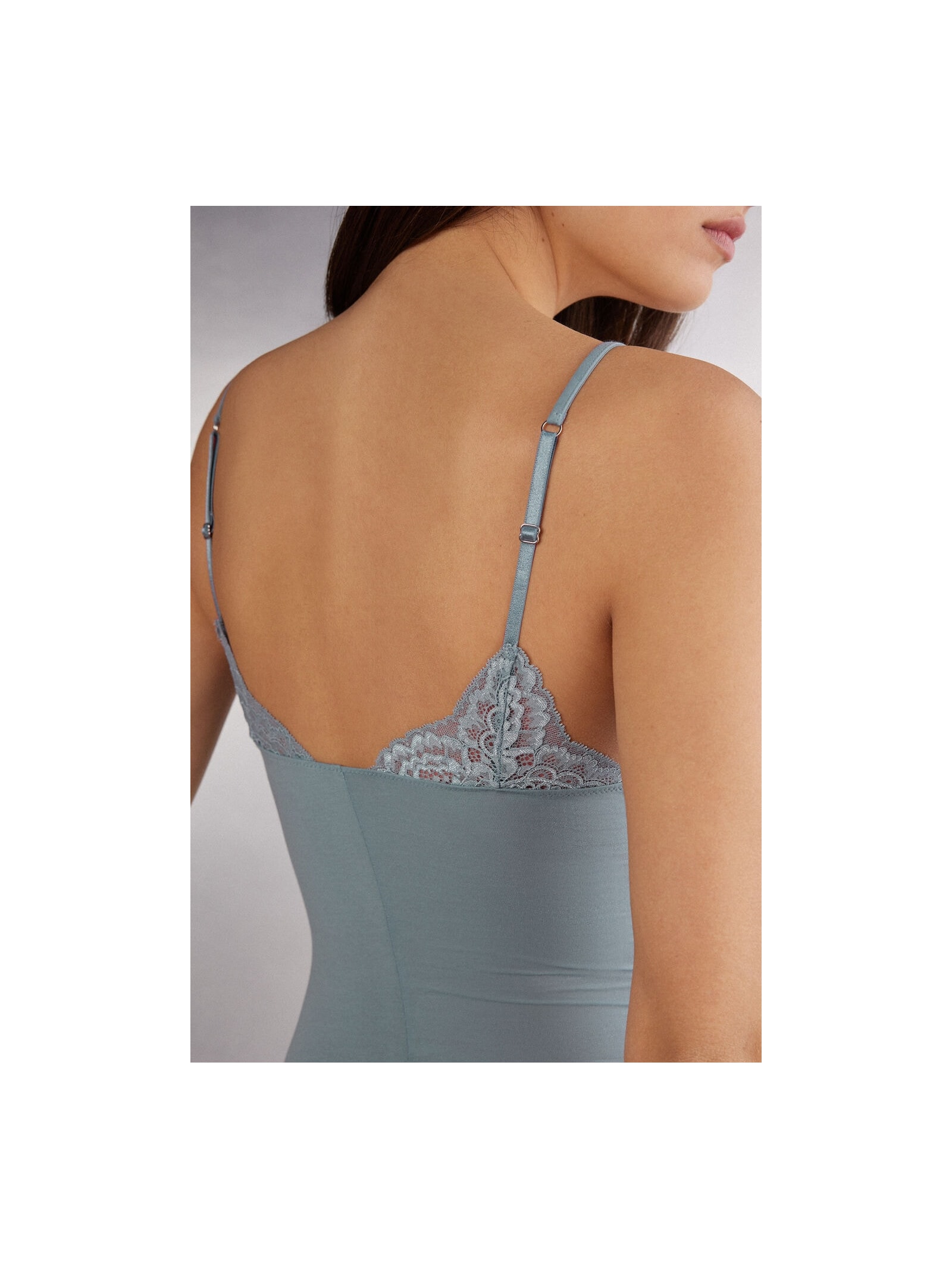 Body Em Algodão e Renda Embrace Simplicity Azul Intimissimi