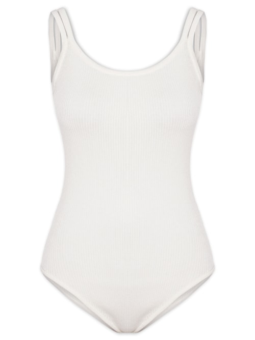 Body Em Malha Canelada – Branco