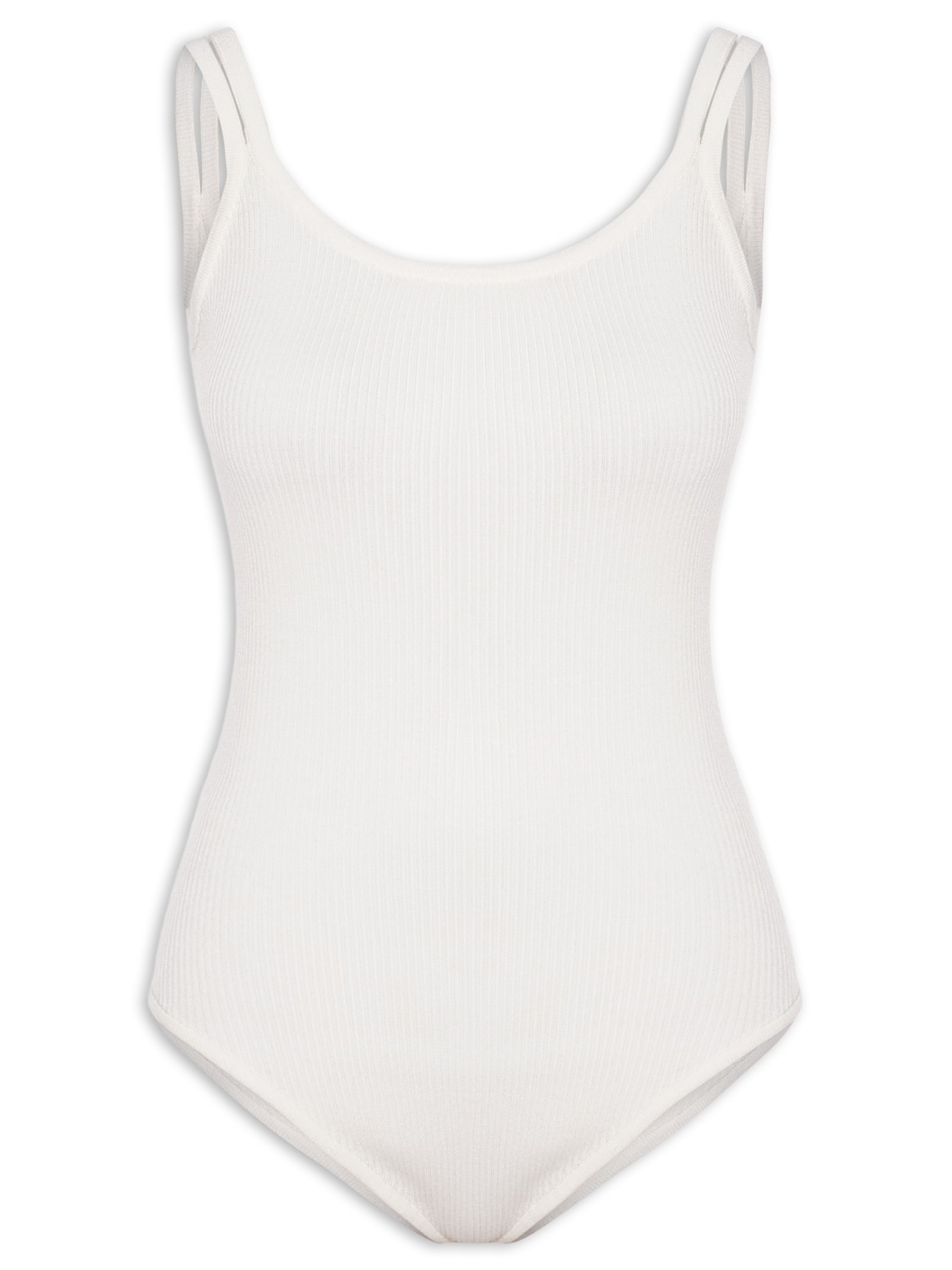 Body Em Malha Canelada Branco Market 33