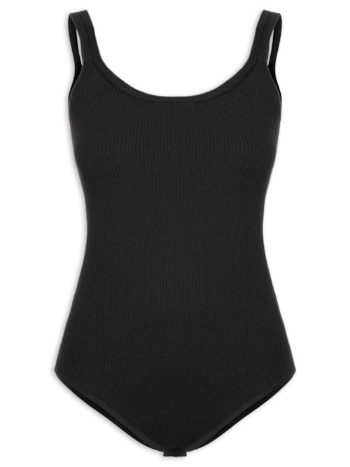 Body Em Malha Canelada – Preto