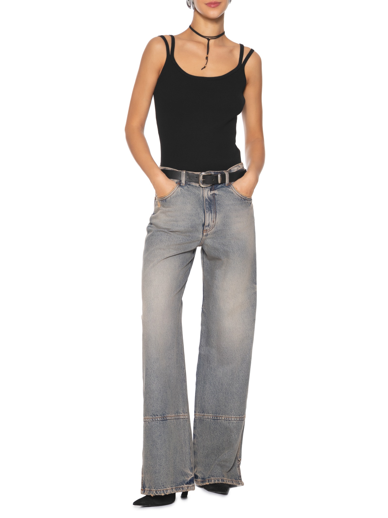 Body Em Malha Canelada Preto Market 33