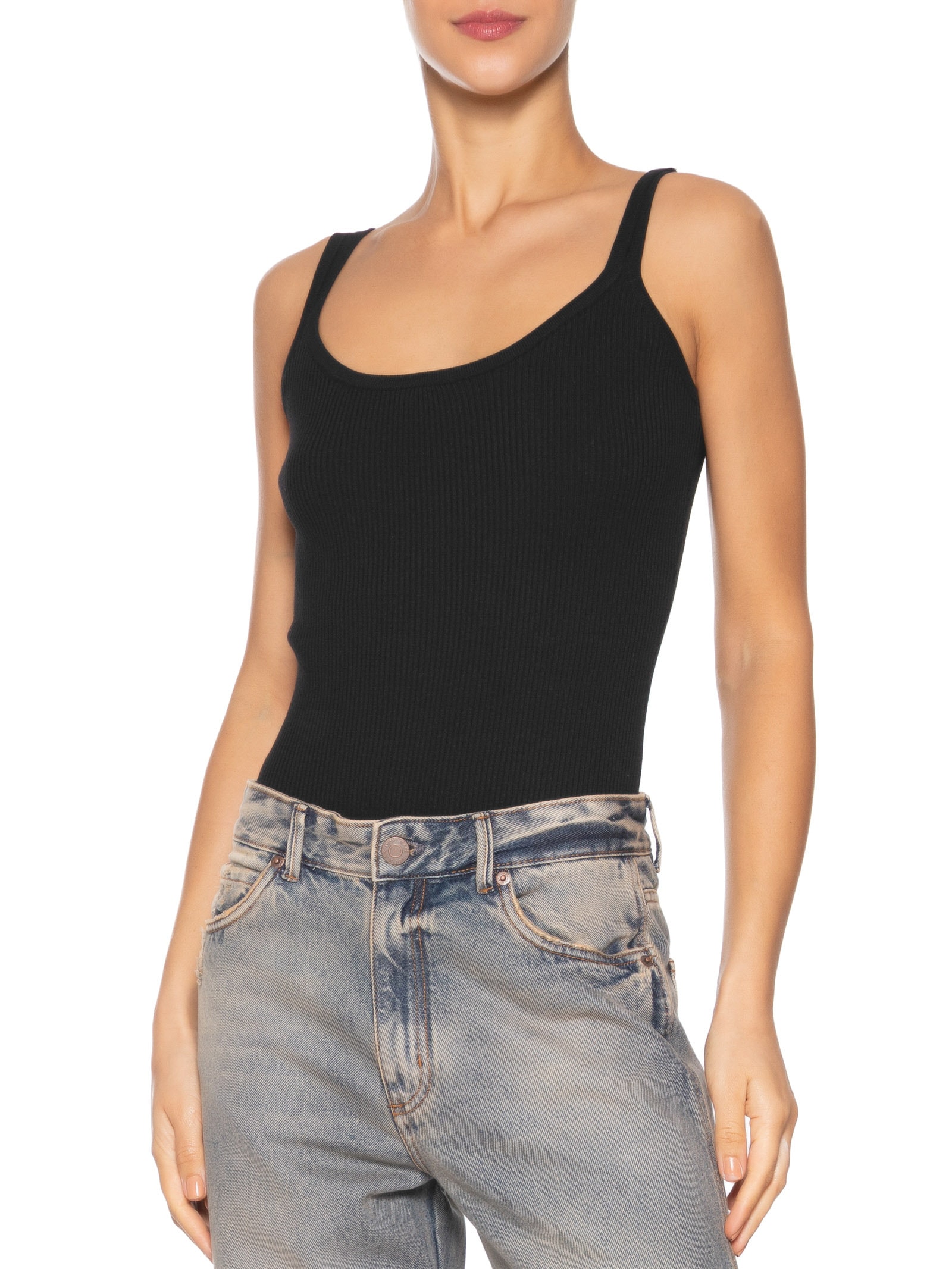 Body Em Malha Canelada Preto Market 33