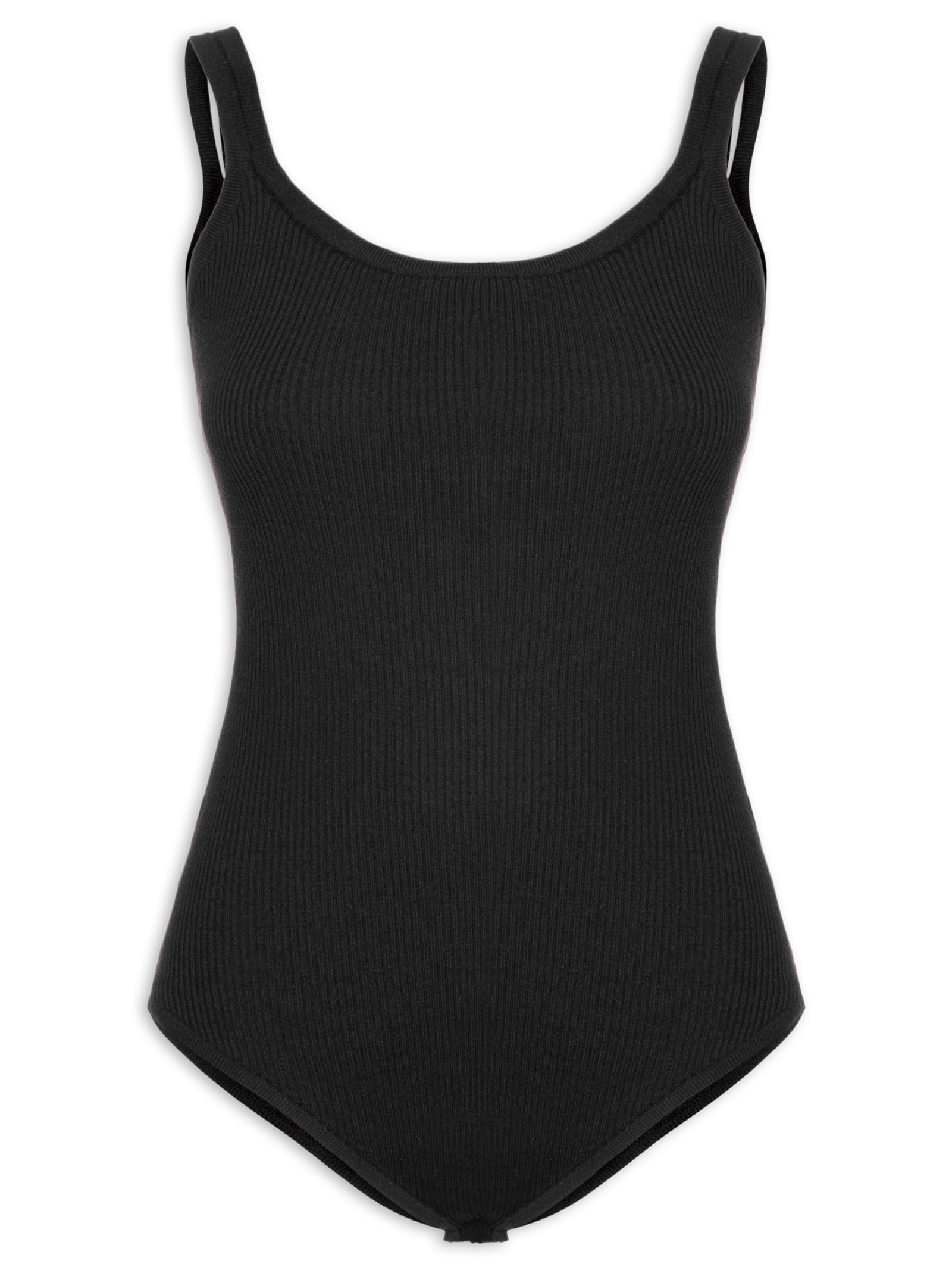 Body Em Malha Canelada Preto Market 33