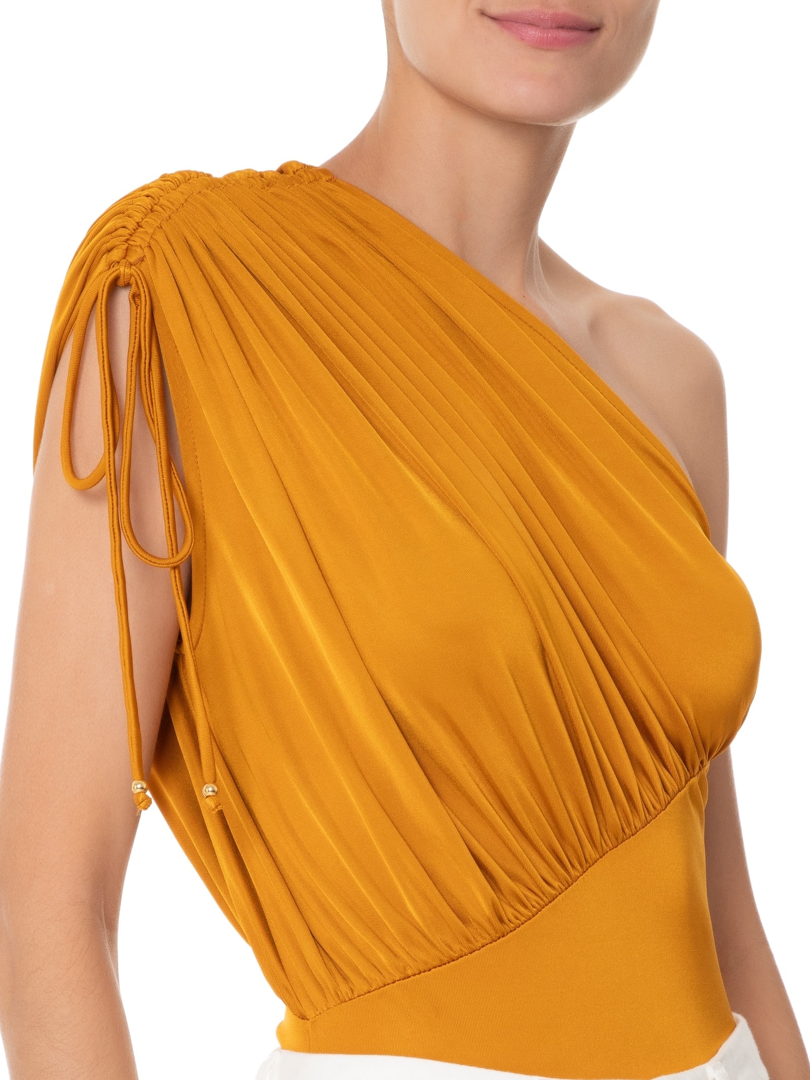 Body Em Malha Com Franzidos Amarelo '2Essential