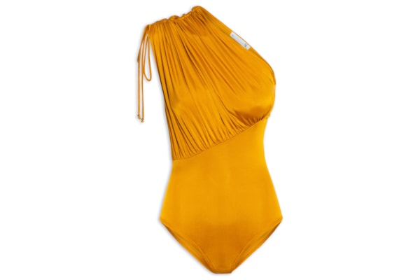 Body Em Malha Com Franzidos - Amarelo