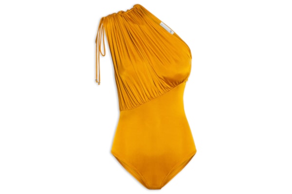 Body Em Malha Com Franzidos - Amarelo