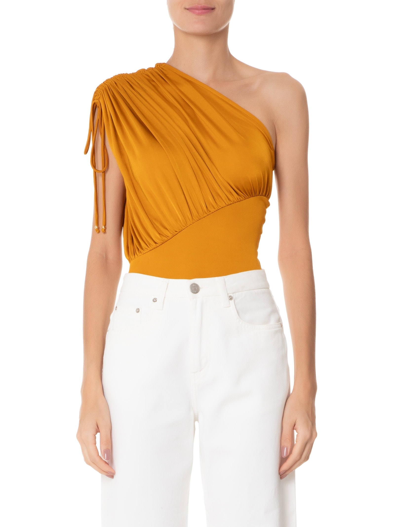 Body Em Malha Com Franzidos Amarelo '2Essential