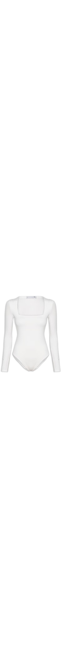 Body Em Malha Manga Longa E Decote Quadrado - Off White