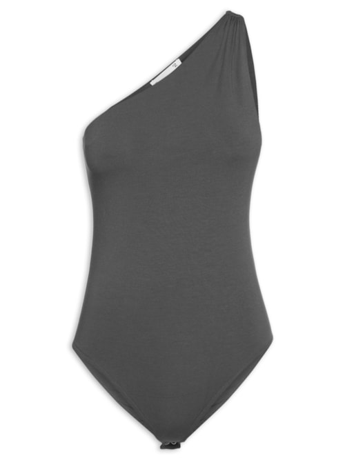 Body Em Malha Ombro Único – Cinza