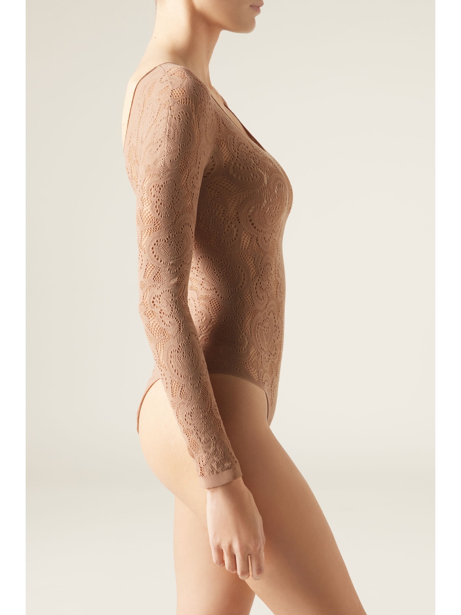 Body Em Renda Bege Calzedonia