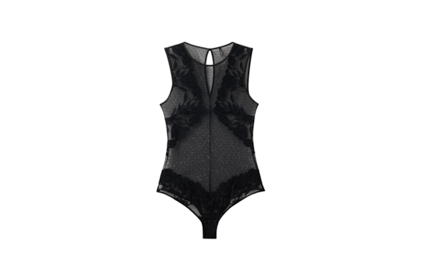 Body Em Renda e Tule All About Flowers - Preto