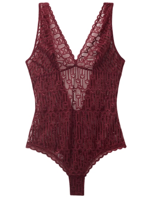 Body Em Renda Elegant Silhouette – Vermelho