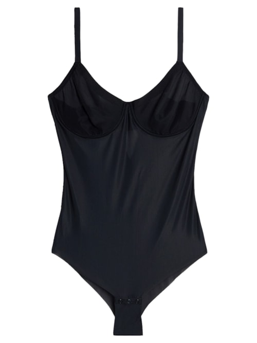 Body Em Tule De Microfibra Leve - Preto