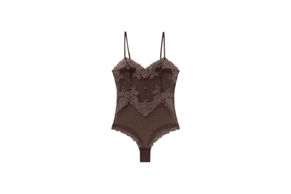 Body Em Tule e Renda Pretty Flowers - Moka