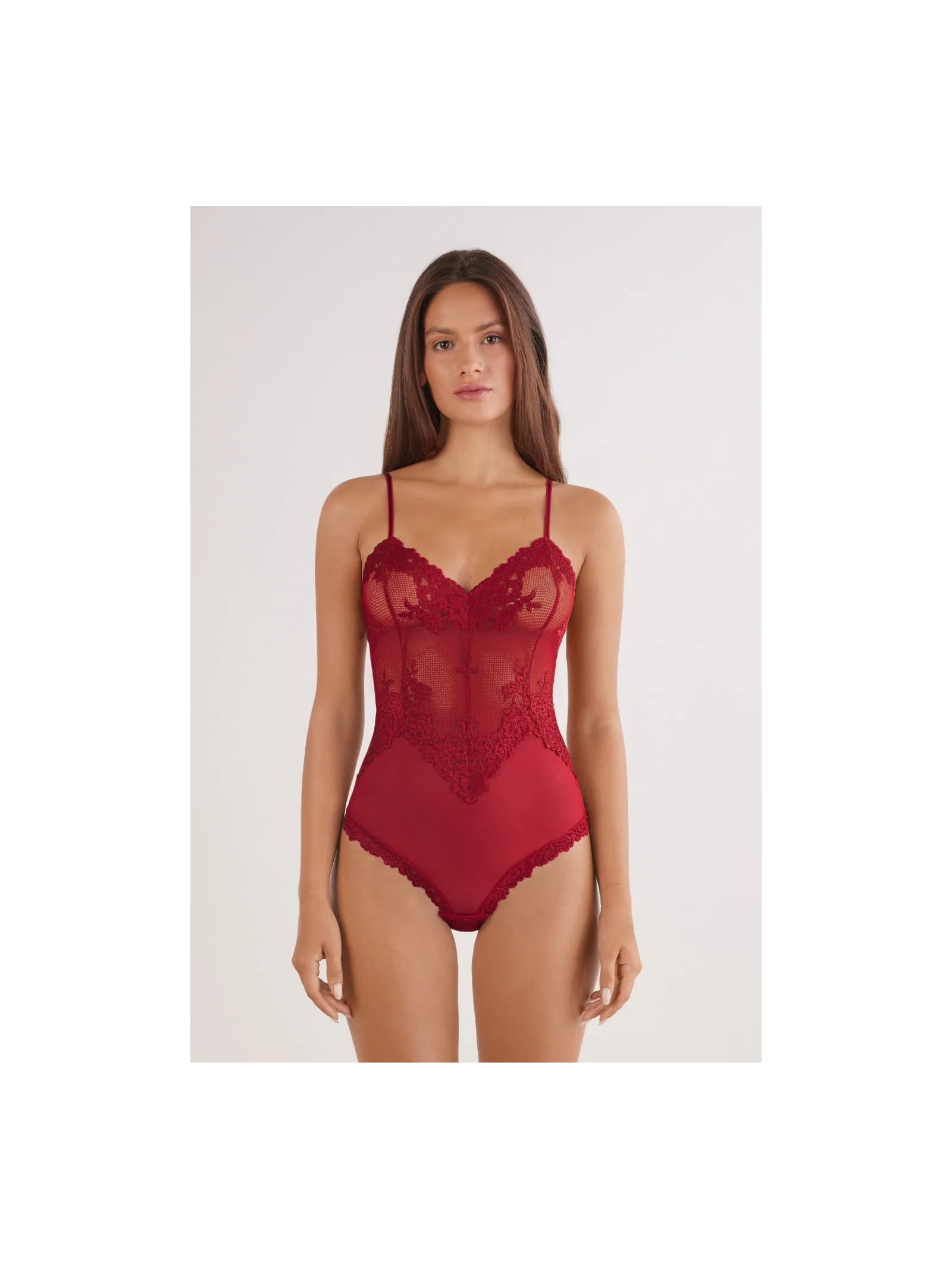 Body Em Tule e Renda Pretty Flowers Vermelho Intimissimi