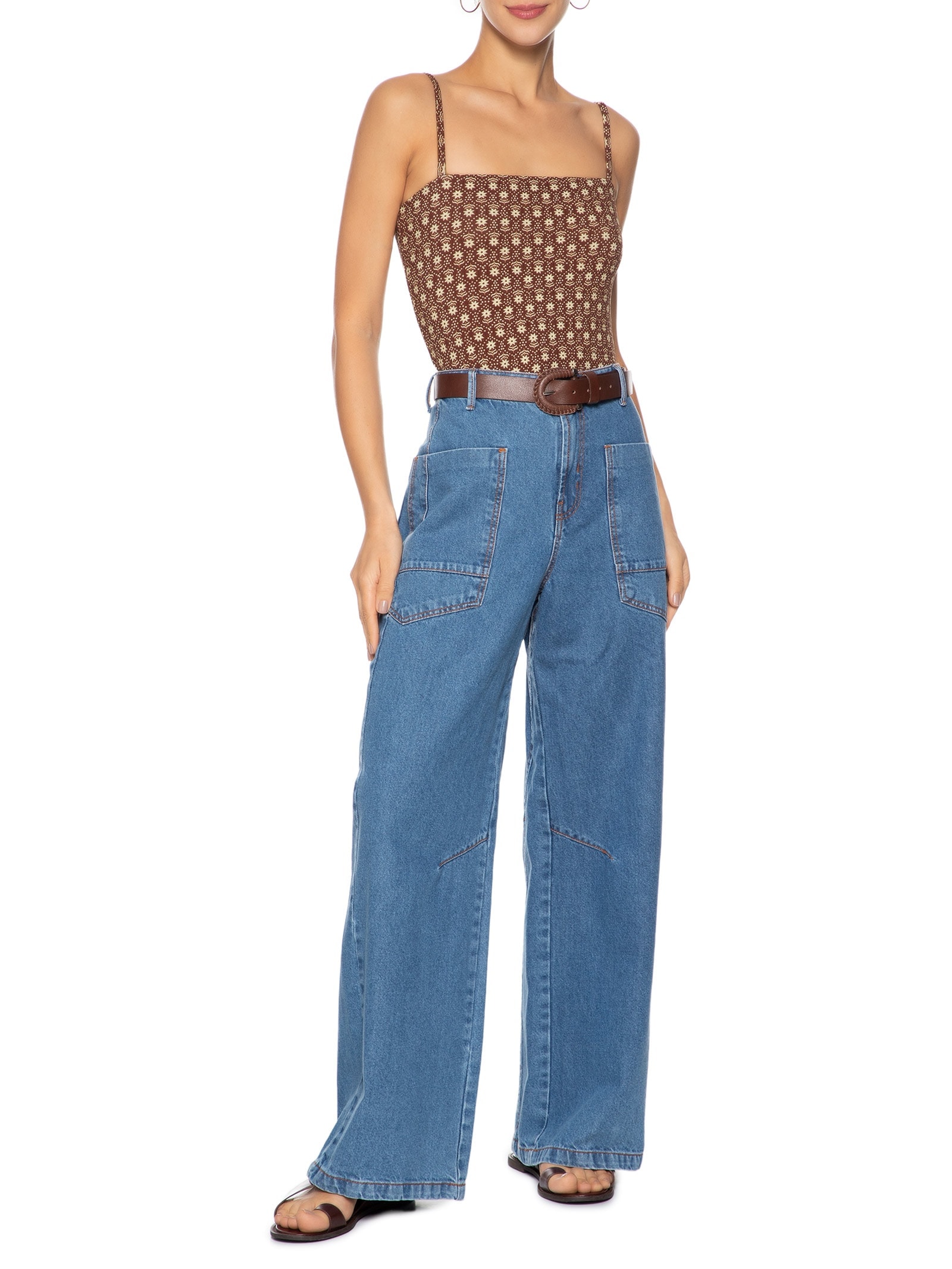 Body Estampa Essência Marrom Dress To