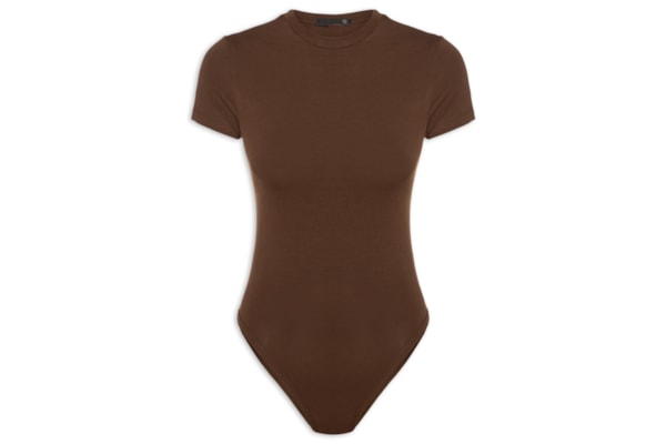 Body Feminino Ajustado Ao Corpo Com Decote Redondo - Marrom 