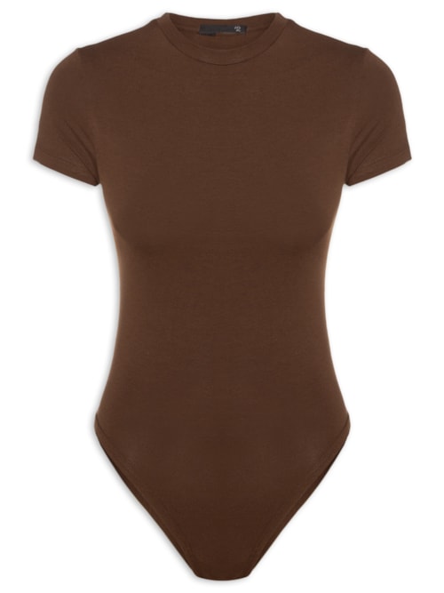 Body Feminino Ajustado Ao Corpo Com Decote Redondo – Marrom