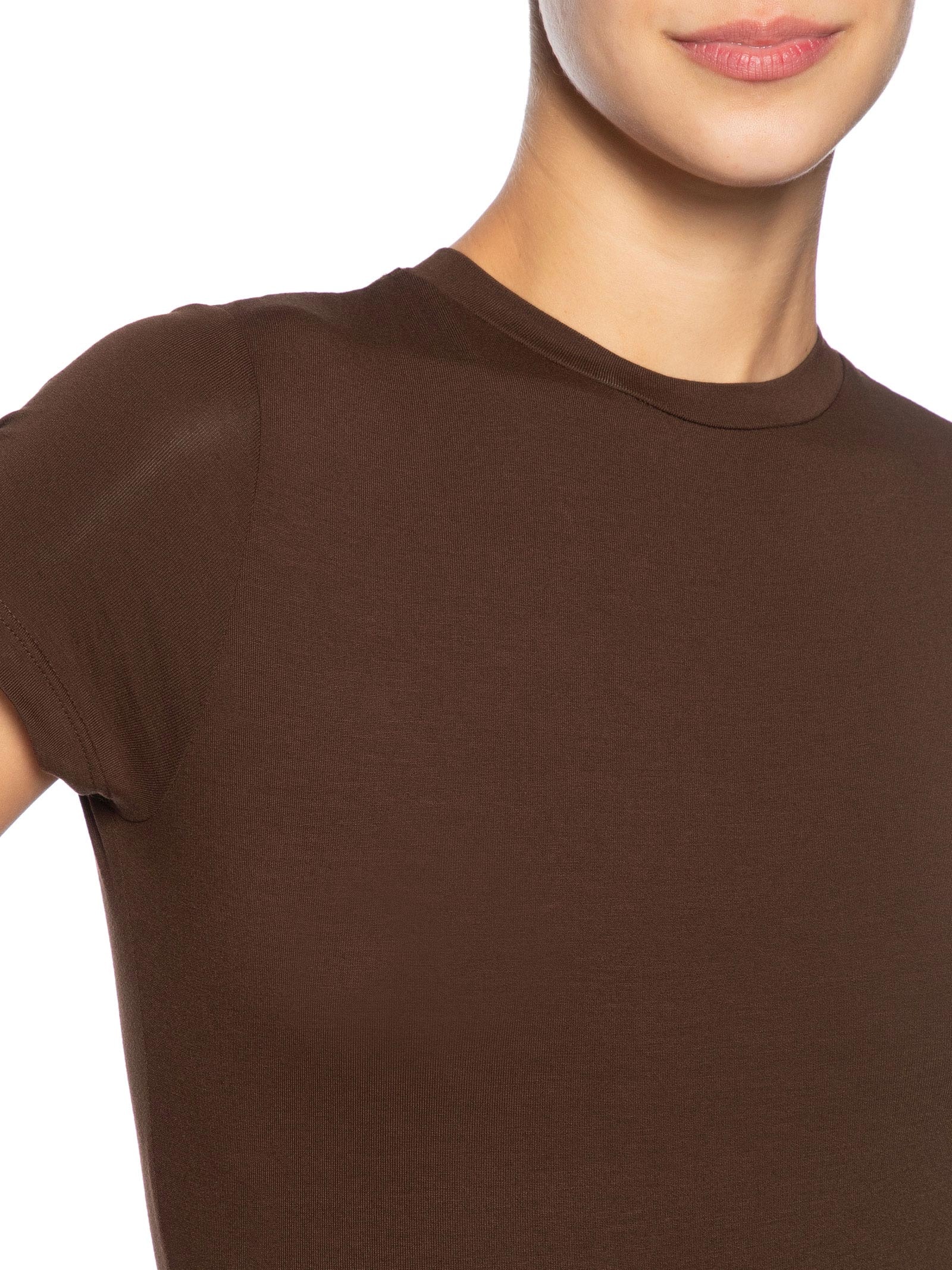 Body Feminino Ajustado Ao Corpo Com Decote Redondo Marrom  '2Essential