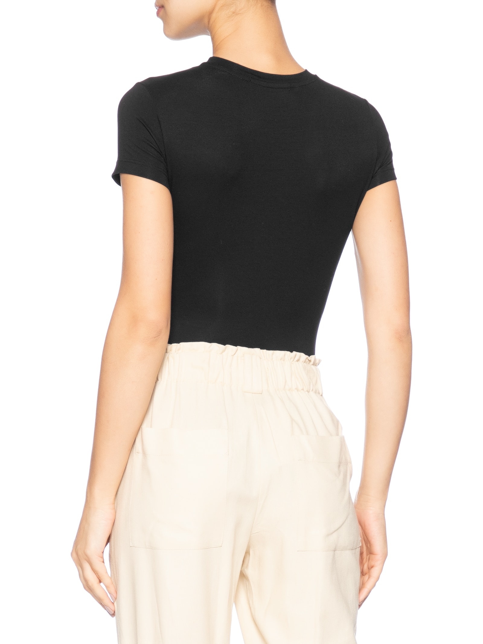 Body Feminino Ajustado Ao Corpo Com Decote Redondo Preto '2Essential
