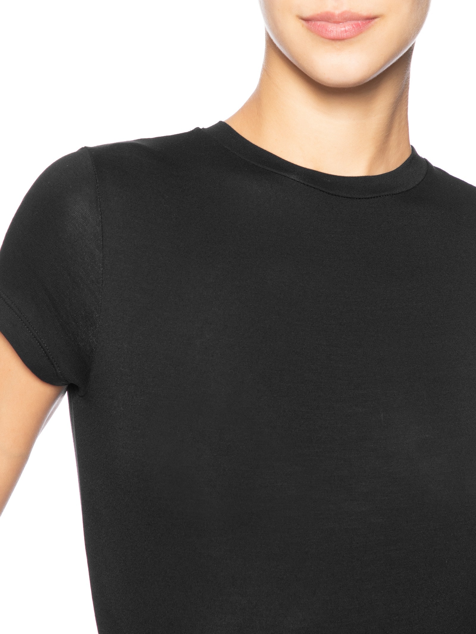 Body Feminino Ajustado Ao Corpo Com Decote Redondo Preto '2Essential