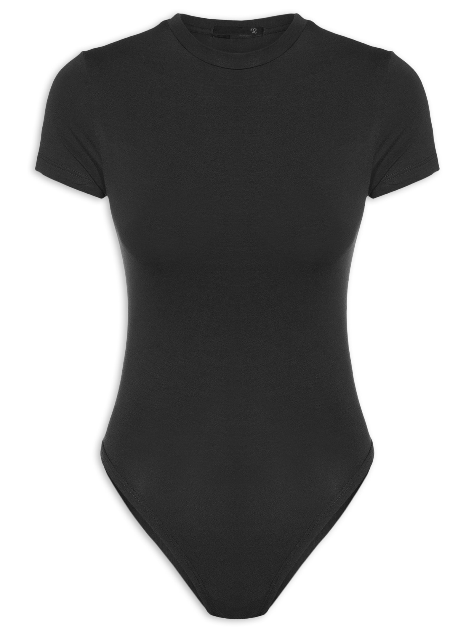 Body Feminino Ajustado Ao Corpo Com Decote Redondo Preto '2Essential