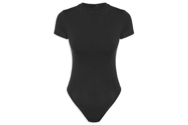 Body Feminino Ajustado Ao Corpo Com Decote Redondo - Preto