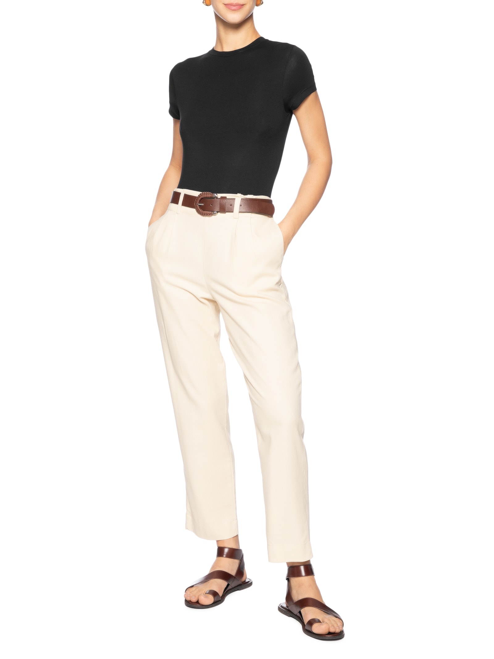 Body Feminino Ajustado Ao Corpo Com Decote Redondo Preto '2Essential