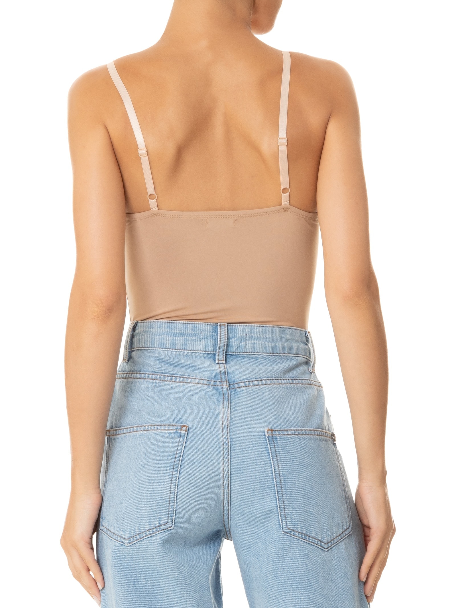 Body Feminino Alças Finas Reguláveis Bege Basiq