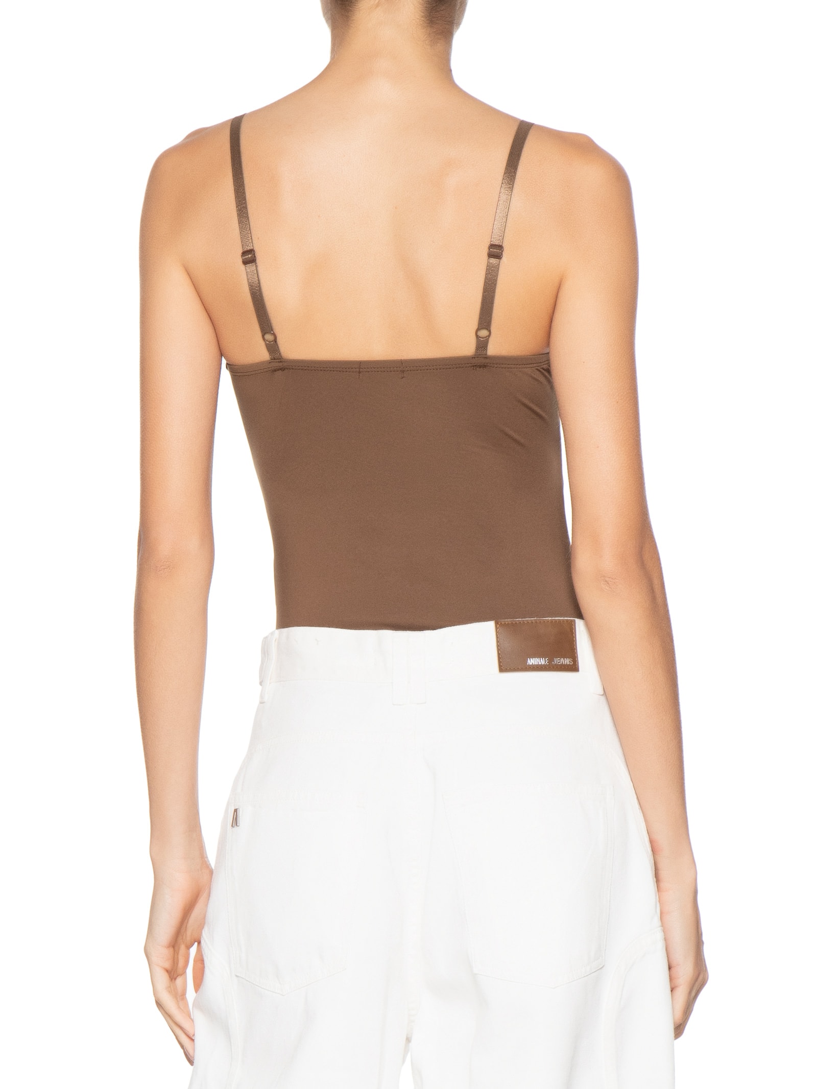 Body Feminino Alças Finas Reguláveis Marrom Basiq