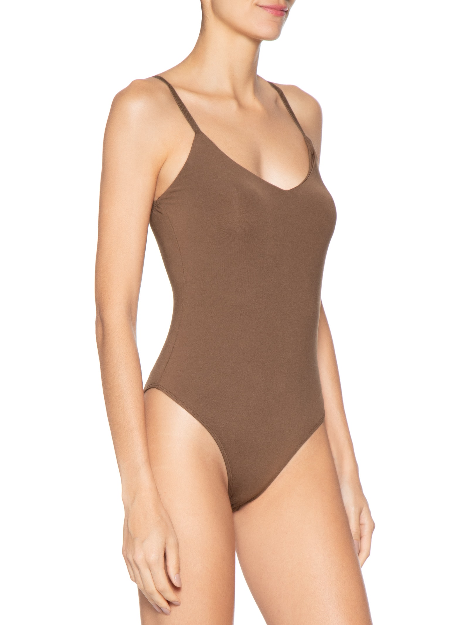 Body Feminino Alças Finas Reguláveis Marrom Basiq