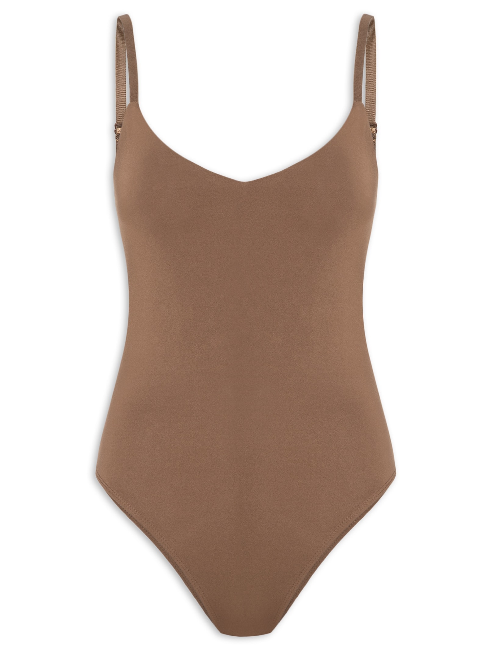Body Feminino Alças Finas Reguláveis Marrom Basiq