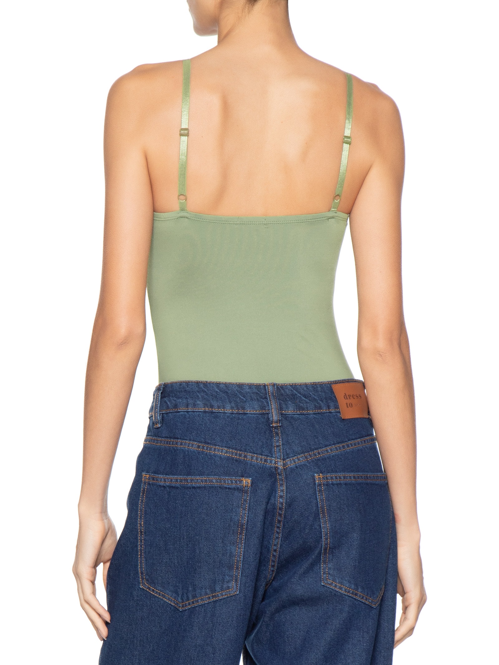 Body Feminino Alças Finas Reguláveis Verde Basiq
