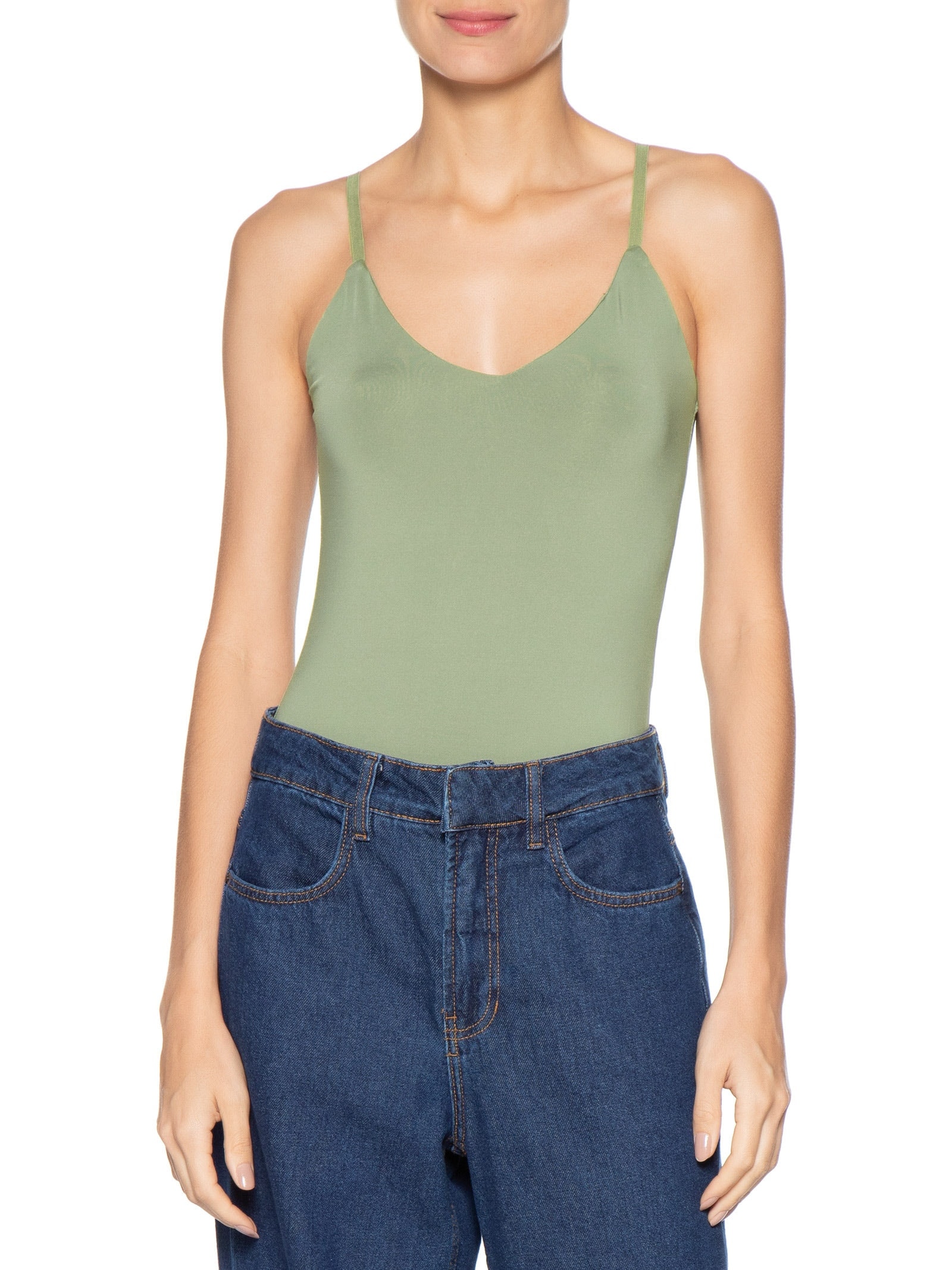 Body Feminino Alças Finas Reguláveis Verde Basiq