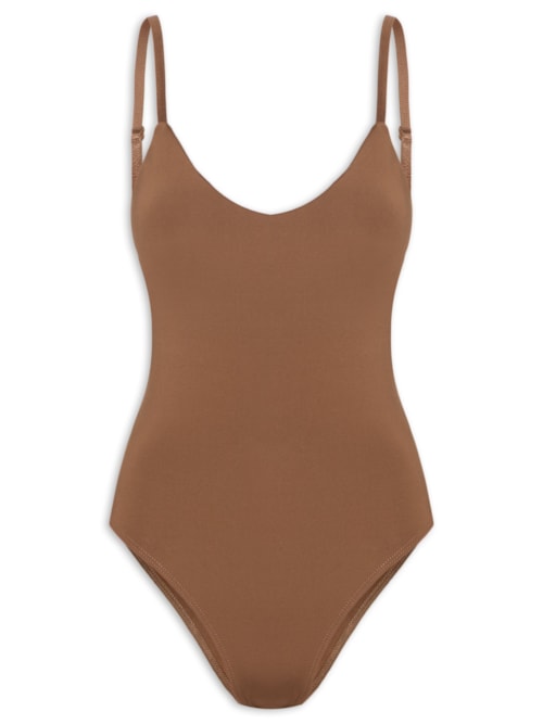 Body Feminino Alcinha Básico - Marrom