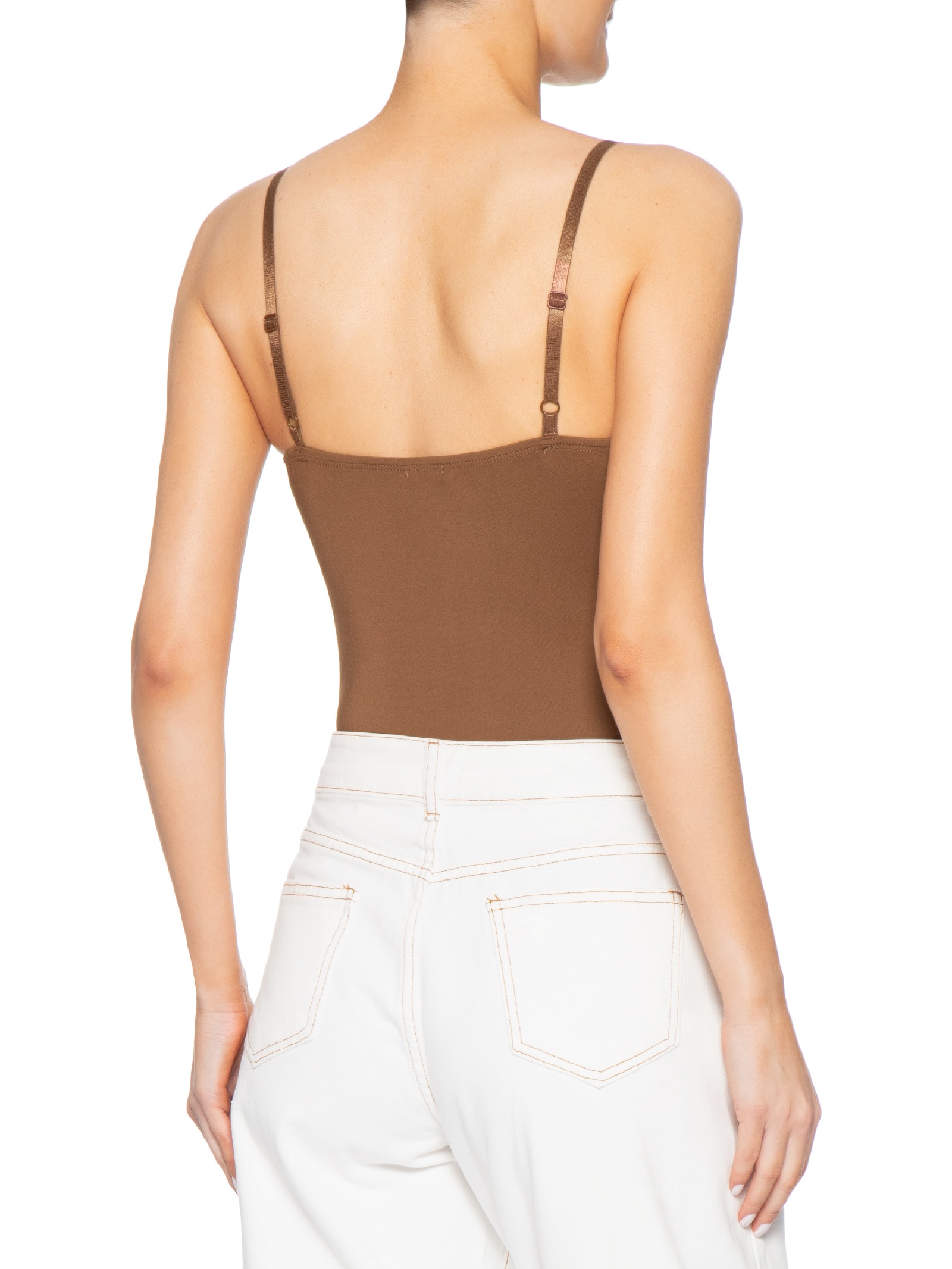 Body Feminino Alcinha Básico Marrom Basiq