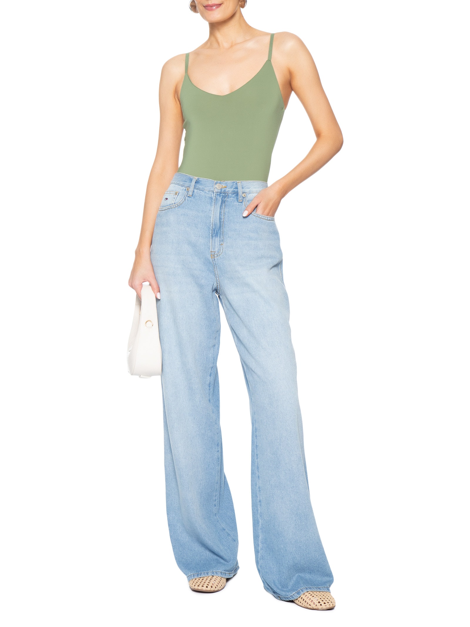 Body Feminino Alcinha Básico Verde Basiq