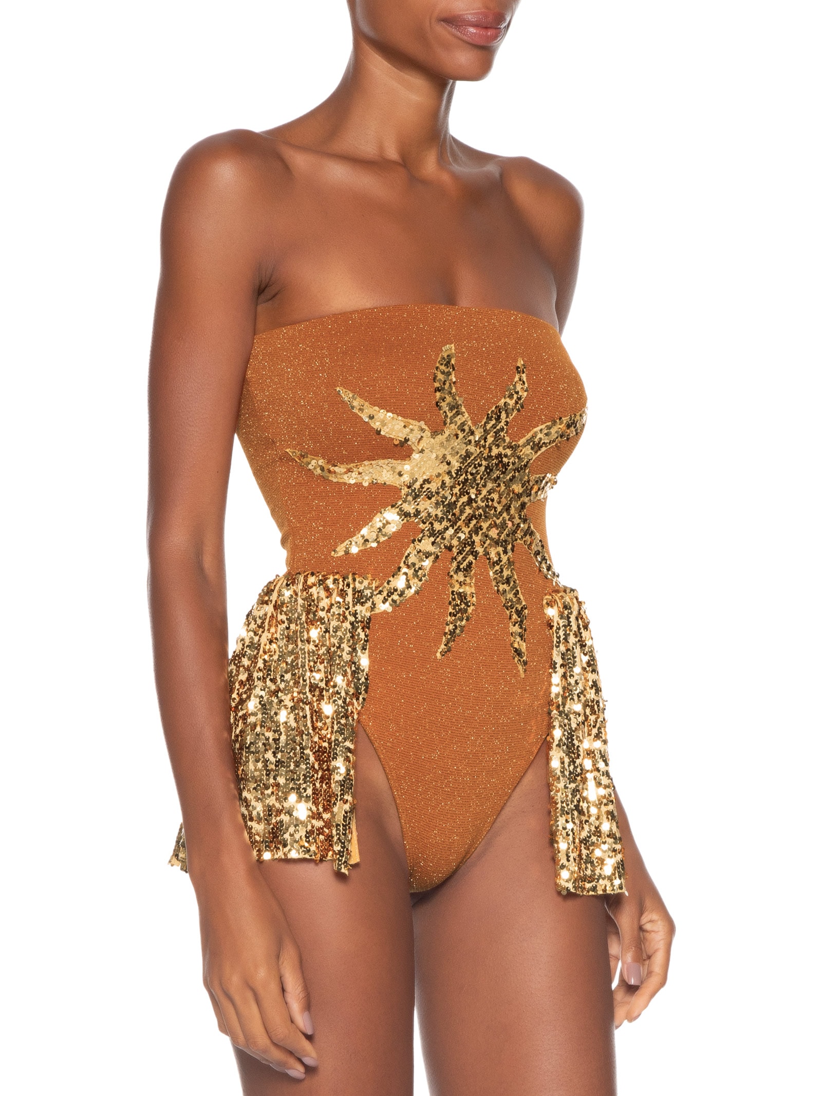 Body Feminino Alcione Tomara Que Caia Dourado Carnavália