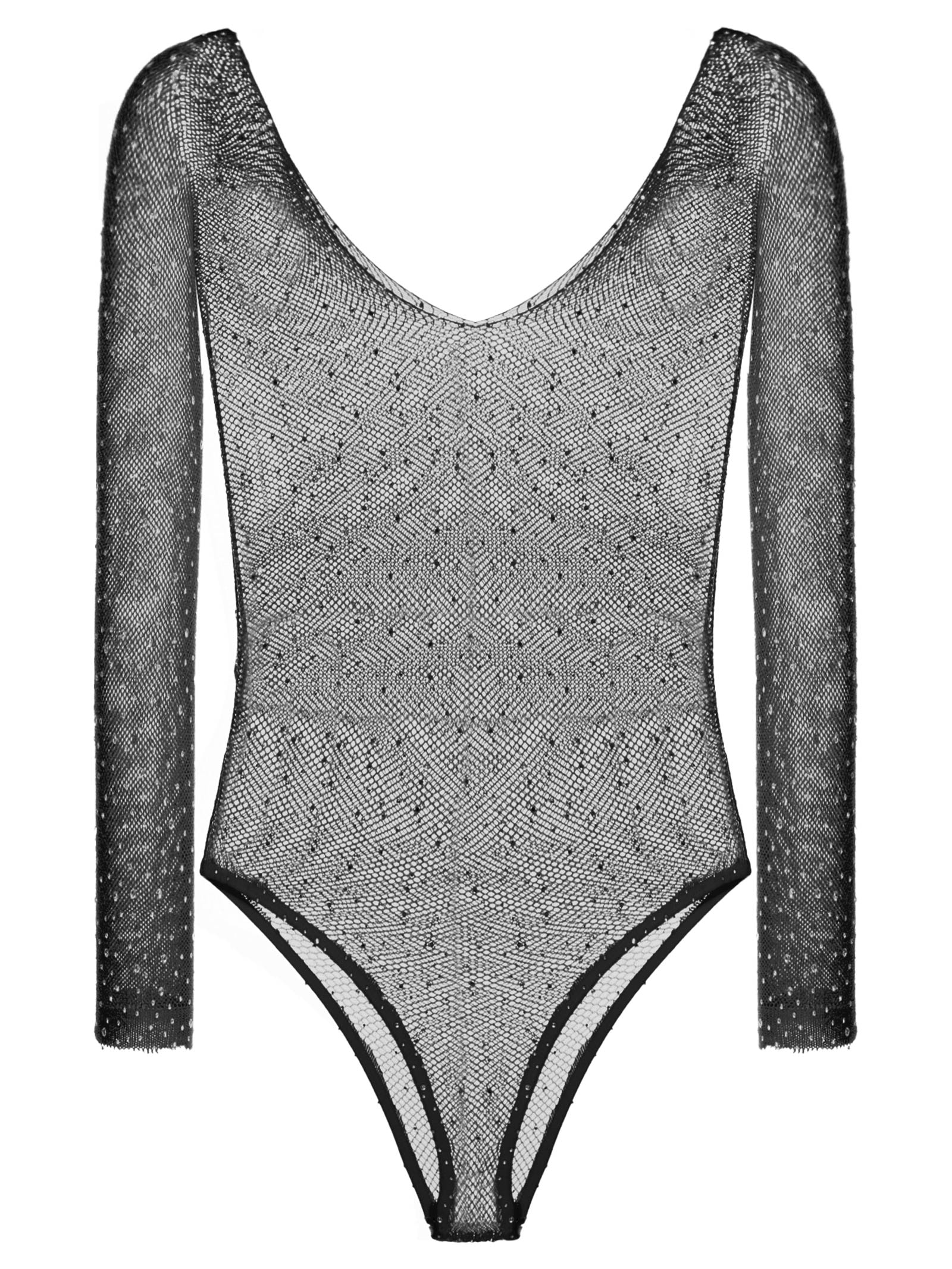 Body Feminino Arrastão Strass Preto Meiota