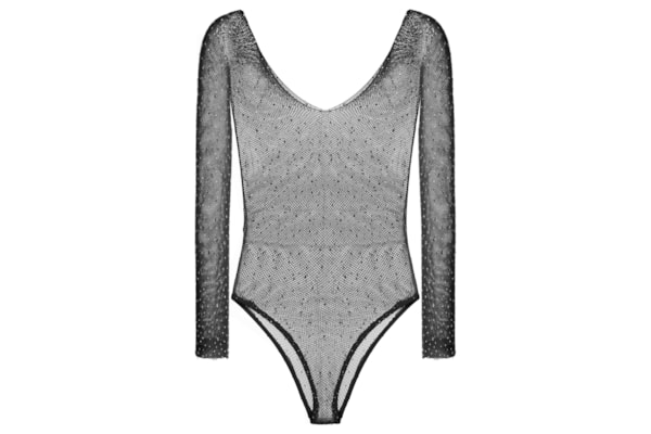 Body Feminino Arrastão Strass - Preto