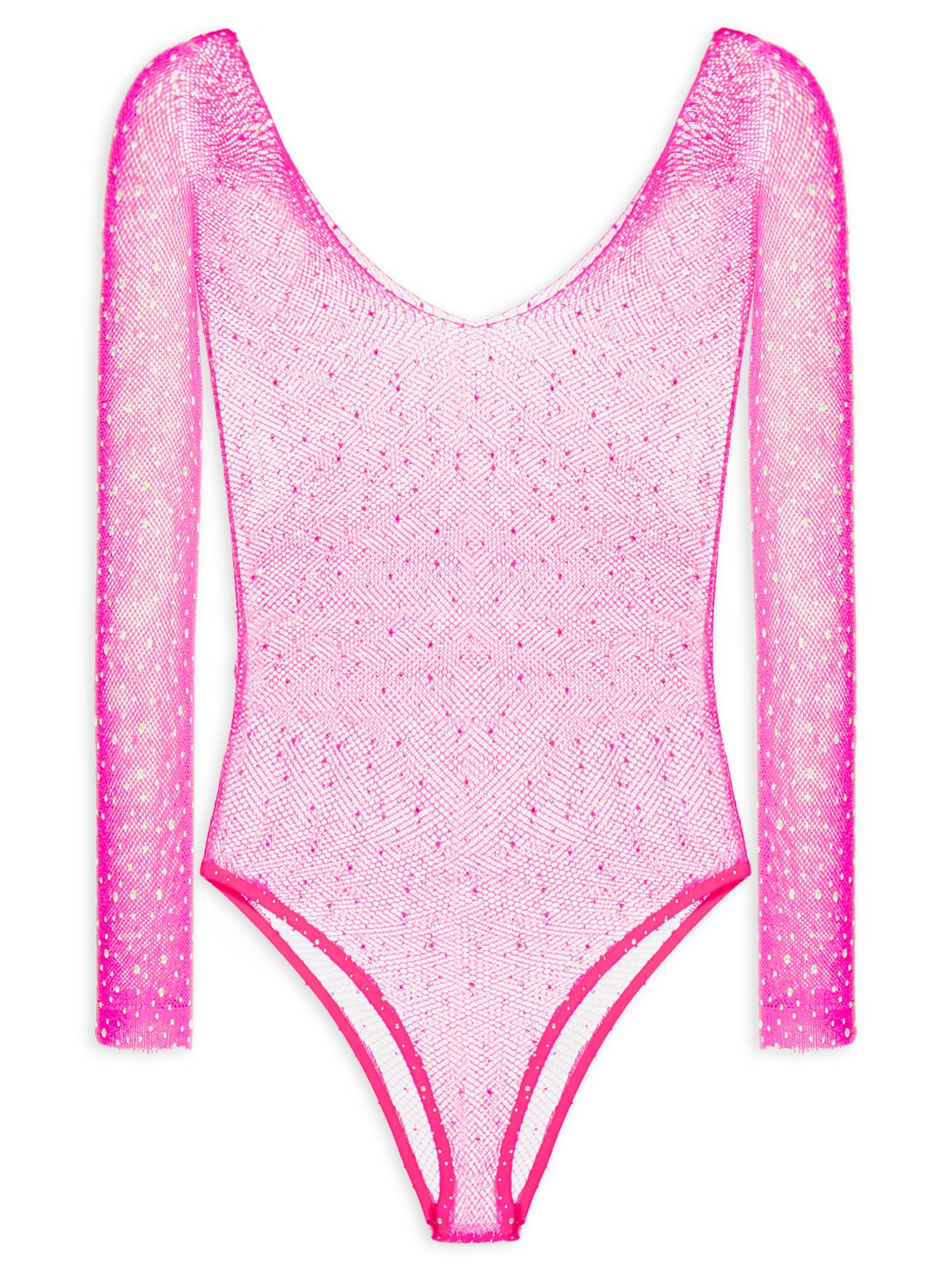Body Feminino Arrastão Strass Rosa Meiota
