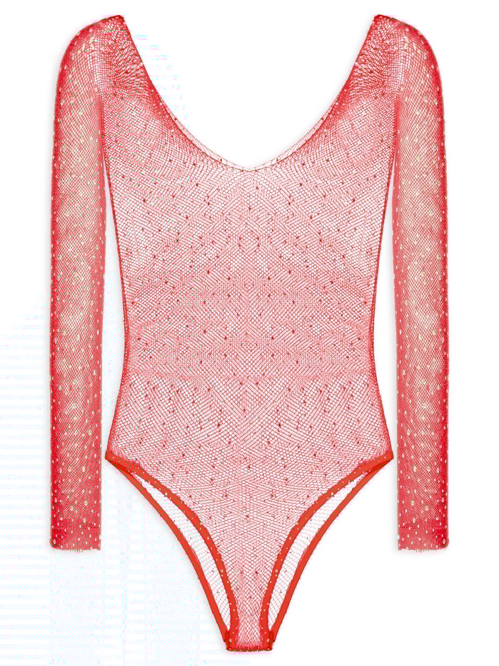 Body Feminino Arrastão Strass Vermelho Meiota