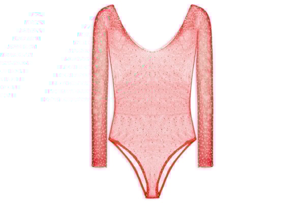 Body Feminino Arrastão Strass - Vermelho