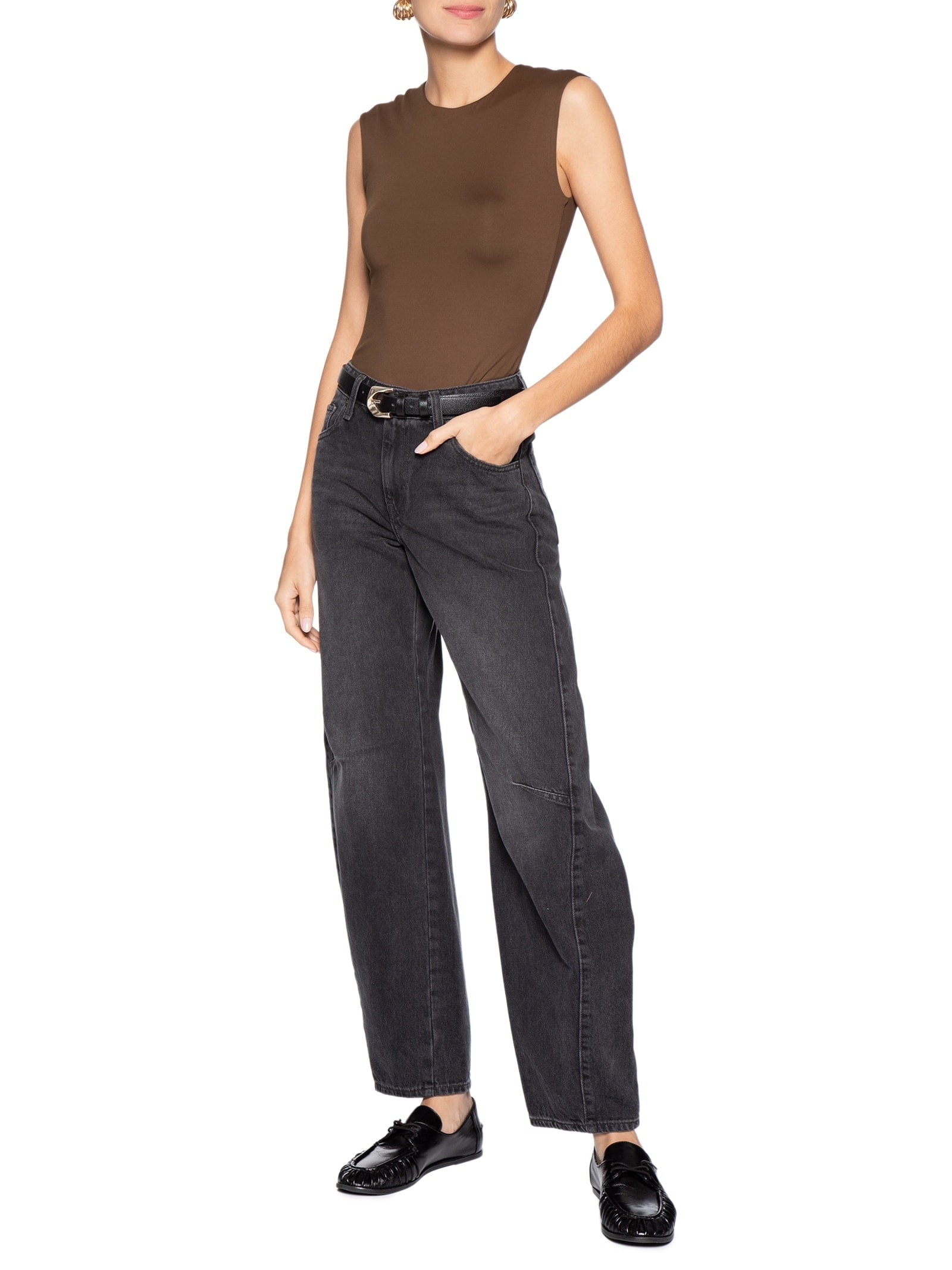 Body Feminino Básico Alça Larga Marrom Basiq