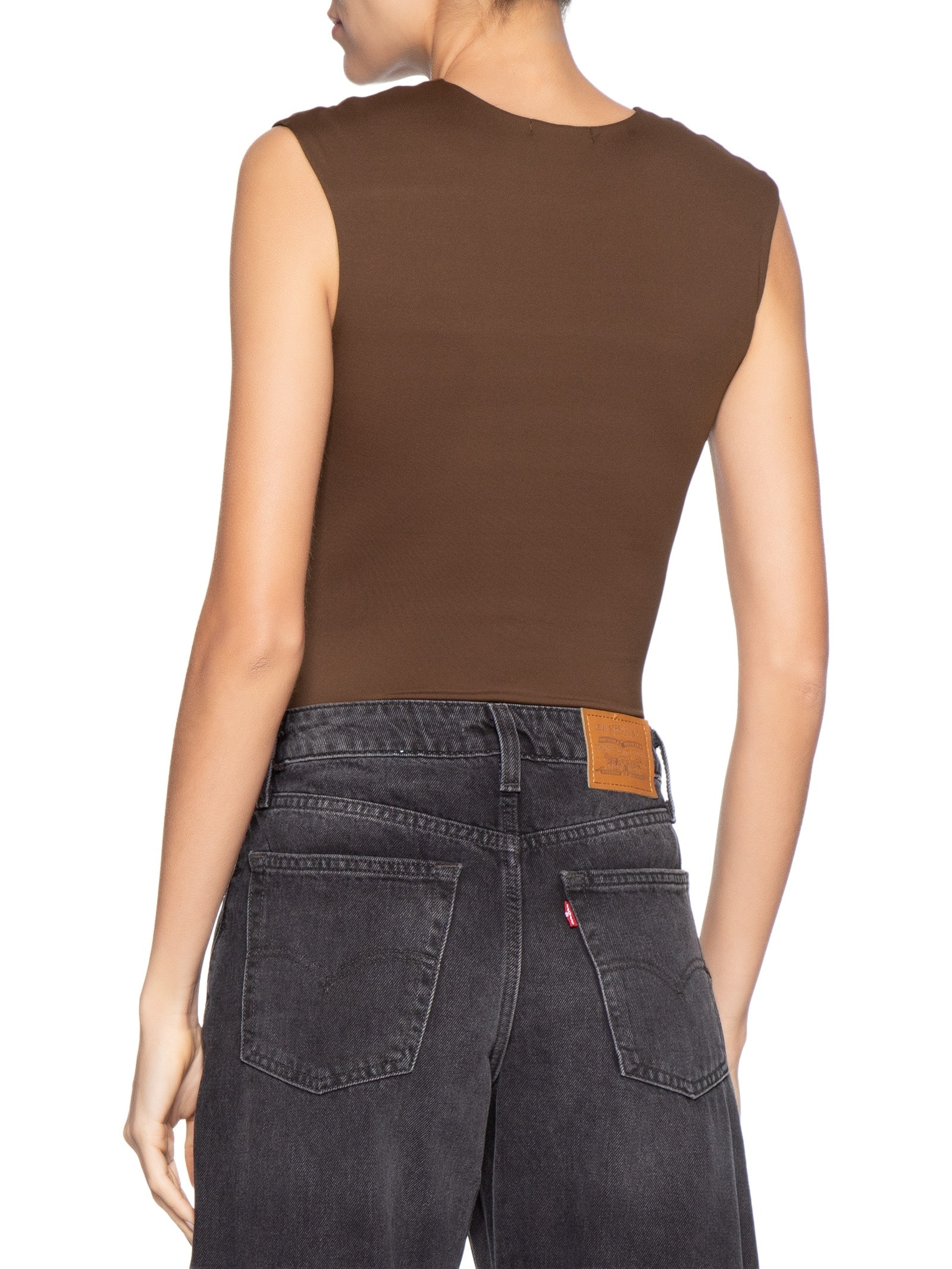 Body Feminino Básico Alça Larga Marrom Basiq