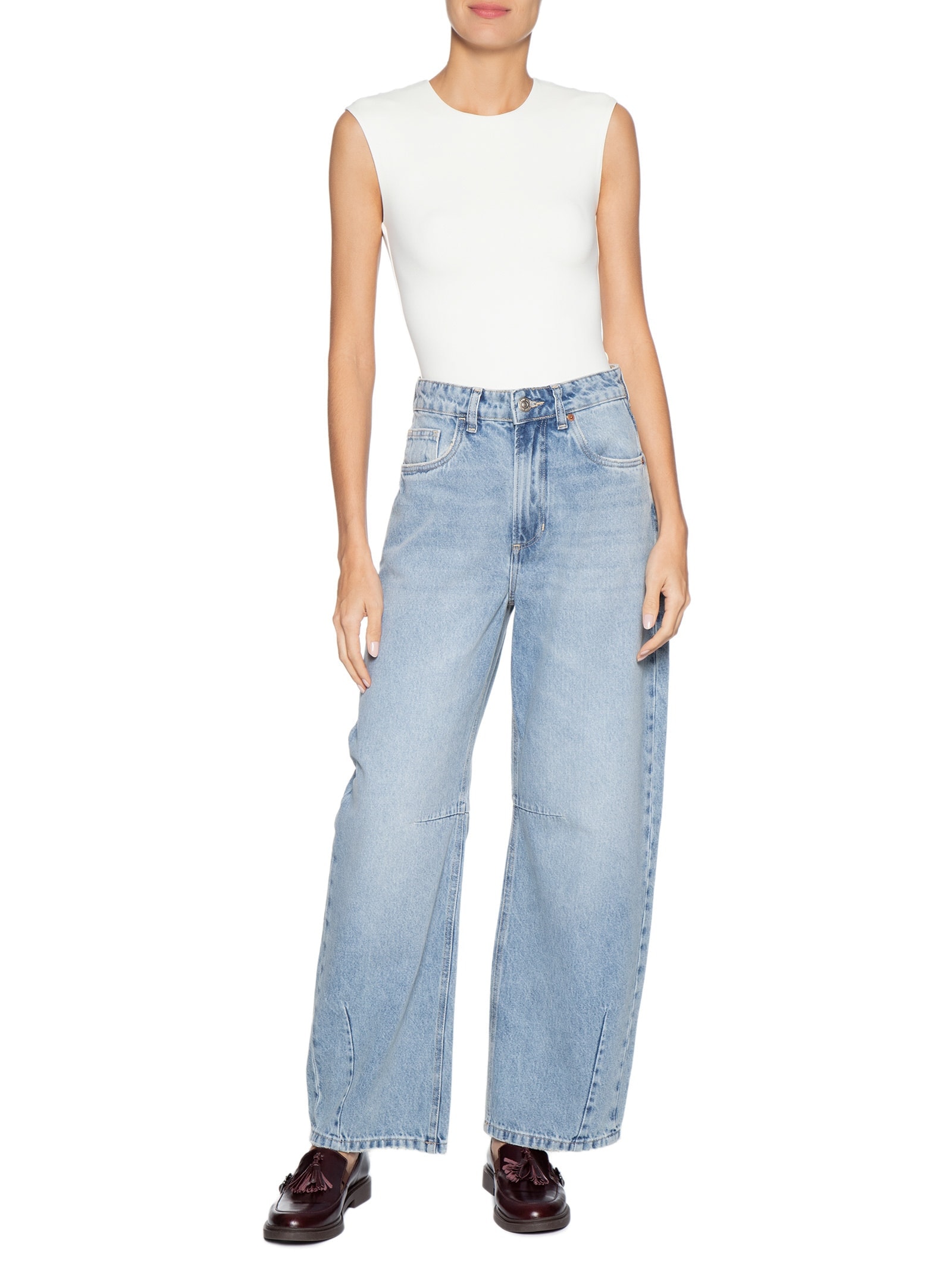 Body Feminino Básico Alça Larga Off White Basiq