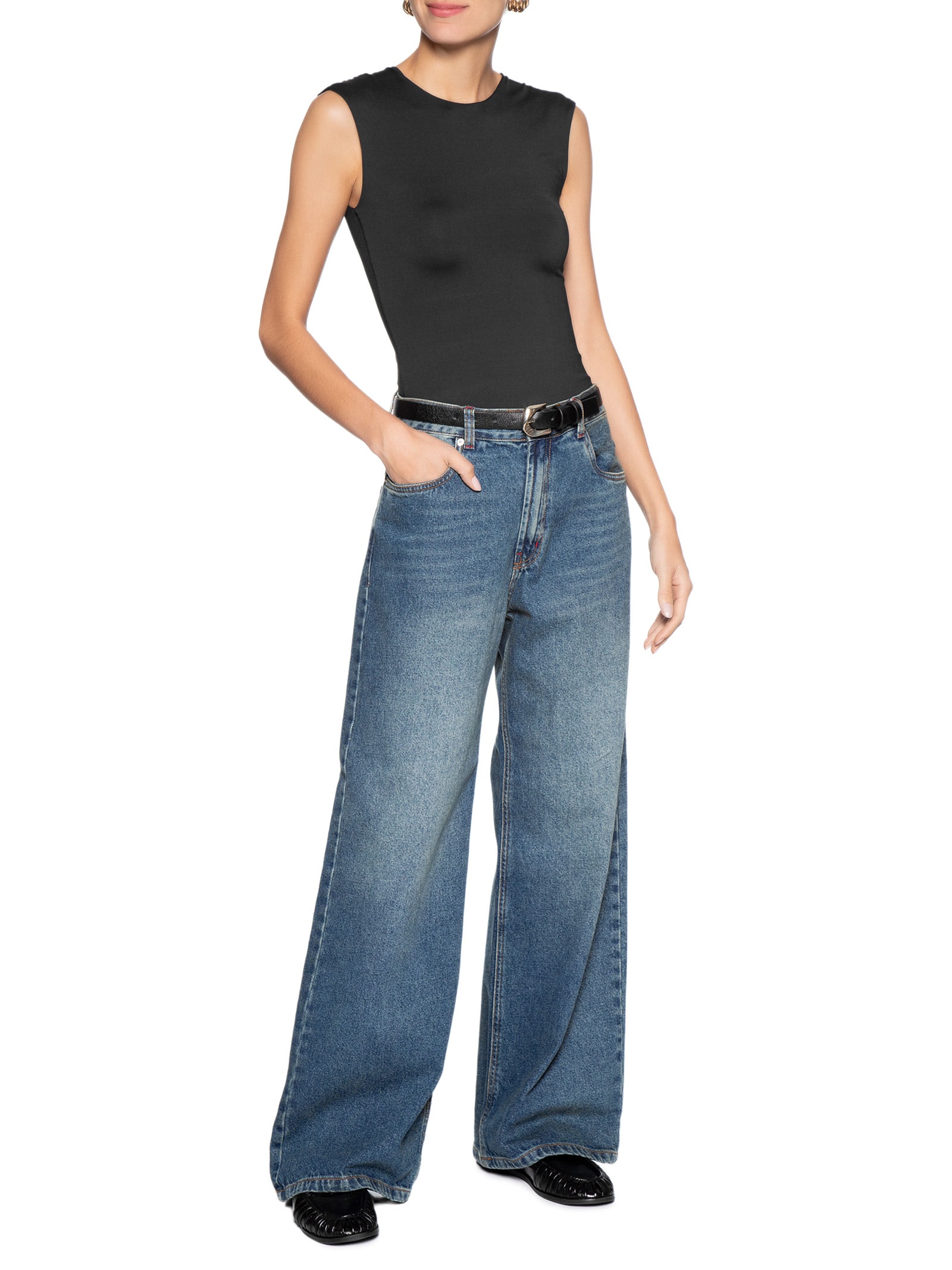 Body Feminino Básico Alça Larga – Preto Basiq